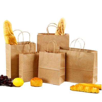 China Wholesale Recyclable Printed Kraft Paper Shopping Bag Kraft Paper Bag For Sandwich With Twist Handle for sale