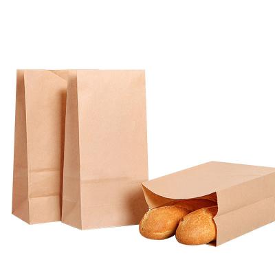 China Food Packaging Recyclable Custom Size Kraft Paper Takeaway Food Bread Bag For Restaurant for sale