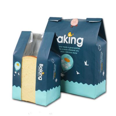 China Food Grade Biodegradable Bakery Toast Bread Custom Biodegradable Bread Packaging Kraft Bread Bag With Window for sale