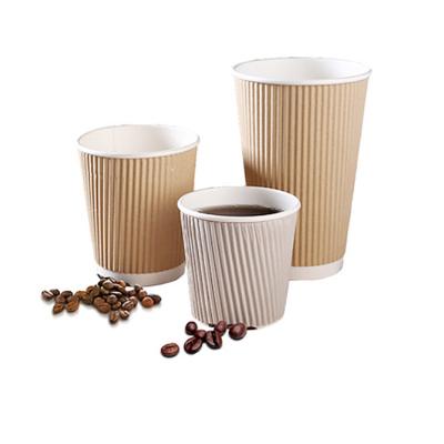 China Recyclable Disposable Hot Insulated Paper Cup 8/12/16oz Corrugated Ripple Bubble Tea Paper Cup for sale