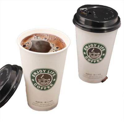 China Recyclable Hot Paper Cup Sleeve Custom Printed Single Wall Coffee Paper Cups With Lid for sale