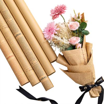 China Custom Logo Print Tissue Paper Flower Wrapped Paper Anticurl Brown Bouquet Wrapping Paper Wrapping Paper for sale