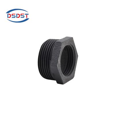 China Black Bushes 241 Malleable Iron Pipe Fittings Male Threaded Connector Reducing Fittings 1/2