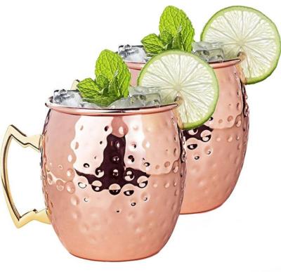 China High Quality Stocked Stock Moscow Mule Mugs Hammer Cup Copper-plated Stainless Steel Bar Mule Mug for sale