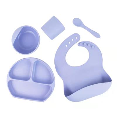 China Mini 360 Travel Bowls and Dishes Unspillable Eco-friendly Non-Toxic Anti Puddle Bib with Suction Cup for Babies Baby Silicone Bowl Set for sale