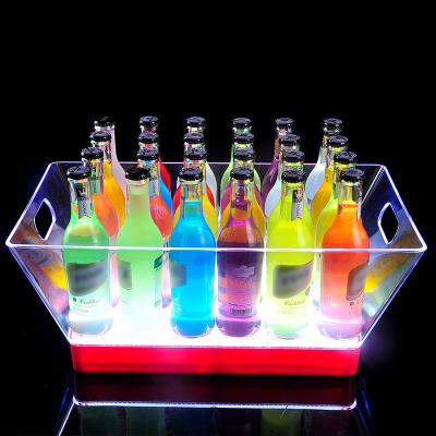 China Hotel Viable Innovative Portable Large Custom Champagne LED Ice Bucket Acrylic Branded Nightclub for sale