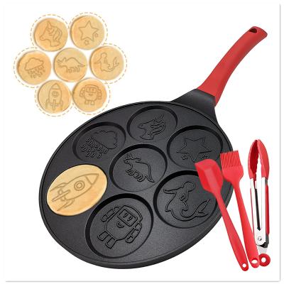 China Make Breakfast 7 Hole Die Cast Aluminum Pancake Maker Pan Mini Cake Baking Mold Baking Mold for sale