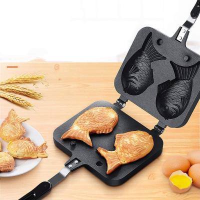 China Making Bread Fish Shaped Double Pan Unsweetened Waffle Cake Baking Mold Board For Home DIY Baking Party for sale