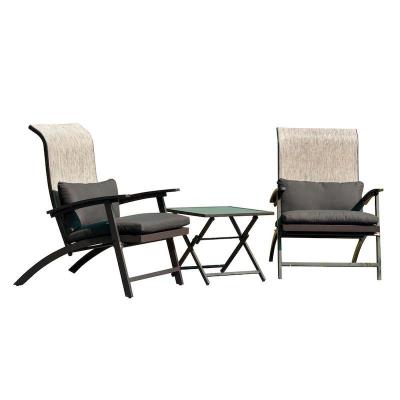 China Modern 3 Piece Folding Patio Bistro Set 2 Pcs Chairs And 1table With Cushion for sale