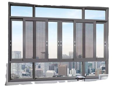 China Screen Foshan Aluminum Window Magnetic Sliding Window 182-76 Three Way Screen Window for sale