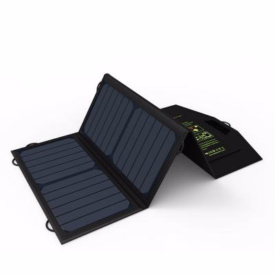 China Sunpower 21W Mini Folding USB Solar Panel Charger with 2 USB 5V 125mmx125mm Convenient Power Charger for sale