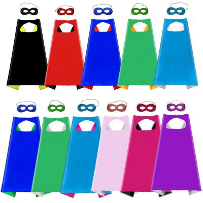 China 2 Layers Costume Party Halloween Costume Capes 2 Layers OEM Custom Logo Kids Superhero Capes And Masks 70*70cm for sale