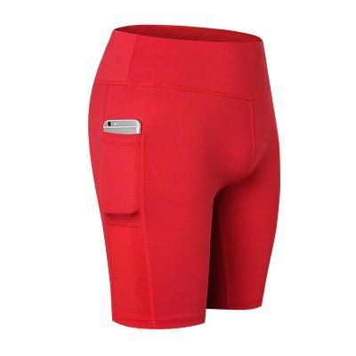 China Wholesale Breathable Quick Dry Sports Yoga Women Tight Elastic Shorts Gaiters With Pocket for sale