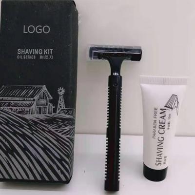 China Wholesale Twin Blade Customized Hotel Stainless Steel Disposable Black Micro Facial Shaving Razor for sale