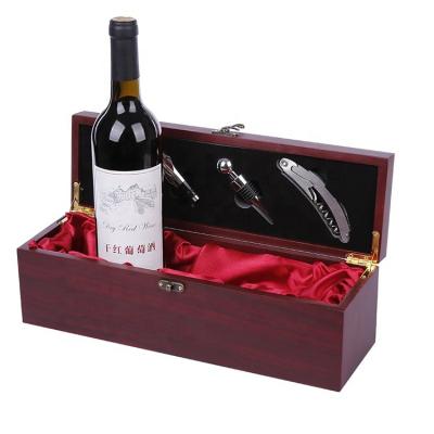 China Sustainable Rack Wine Case For 1 Bottle Carrier Wine Accessories Set Wooden Red Wine Gift Box for sale