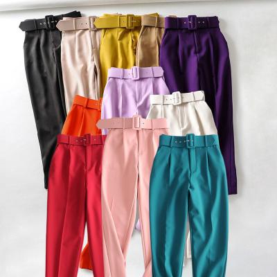 China New fashion A427 2022 All-match High-waist shopping casual pants women's breathable clothing Nine point casual pants for sale