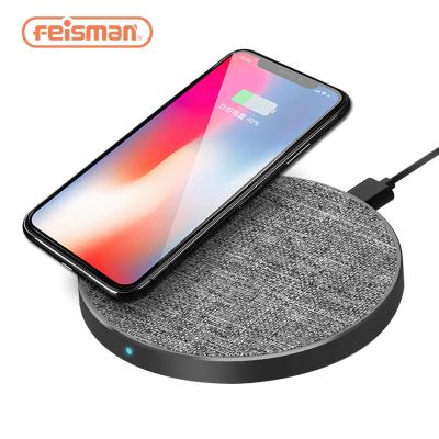 China Cell Phone Feisman Cloth Radio Charger Charging Pad, Qi Certified Fast Wireless Charger For iPhone X 8 Samsung Galaxy J5 J7 A8 S9 S8 for sale