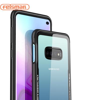 China Dust Proof Feisman Tempered Glass Phone Cover , Waterproof Glass TPU Phone Case For Samsung S10 E S10+ Case for sale