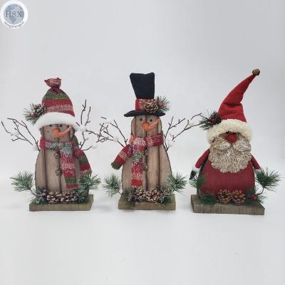 China Adorable Indoor Natural Handmade Christmas Stage Decoration For Table Rustic Snowman Character Decor 3Asst for sale