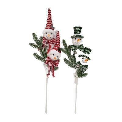 China Handmade Indoor Natural Christmas Stage Tree Decoration Handmade Figures Foam Snowman Pick 2Asst for sale