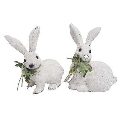 China Easter Bunny Decoration SM Whitewash Easter Bunny Decoration 2 Asst for sale