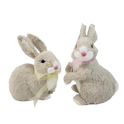 China Home& 2 Asst Artificial Easter Bunny Med Gray Sisal Holiday Easter Decoration for sale