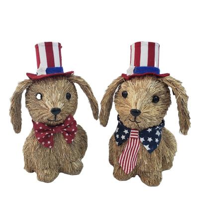 China 4th of July artificial 4th of July decoration PATRIOTIC DOG WITH TIE for sale