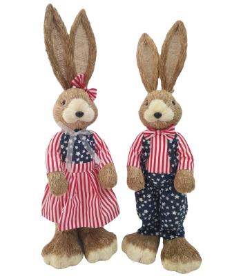 China Artificial 4th of July Decoration Americana Decoration Americana Bunny Bunny Boy and Girl Bunny 2 asst for sale