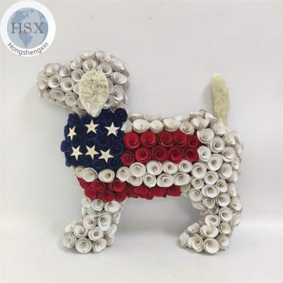 China Artificial 4th of July Americana Decoration Wooden Buckle Dog Decoration for sale