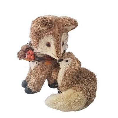 China Artificial Fox Decoration Harvest Fox Decor Mama and Baby for sale