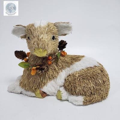 China Harvest decoration craft indoor natural handmade sisal cow for sale