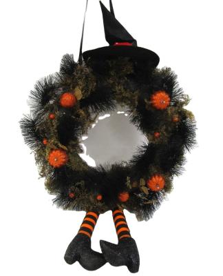 China Halloween Wreath Witchy Artificial Legs Braid Wreath Supplies Wholesale for sale