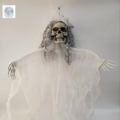 China Artificial Led Orange Ghost Decoration Halloween Hanging Led Ghost Party Decoration for sale