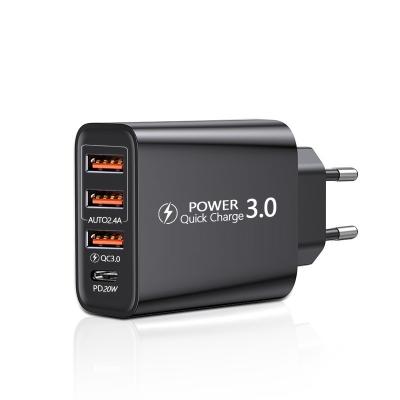 China Qc3.0 Quick Charger+3USB Mobile Phone Charger PD20W/QC3.0+2.4A 3 USB Multi USB with PD 40W Charger Travel Adapter for sale