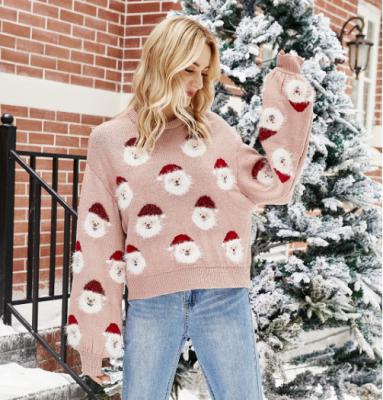 China 2021 Anti-wrinkle style women snowman Christmas knitwear snow round neck sweater warm Christmas sweater female for sale