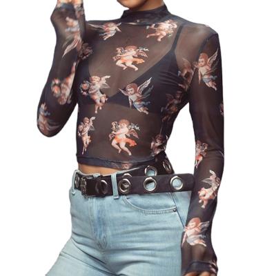 China 2021 Spring/Summer Long Sleeve Guaze QUICK DRY Fabric Printed Breathable And Soft Chiffon Shirt For Women for sale