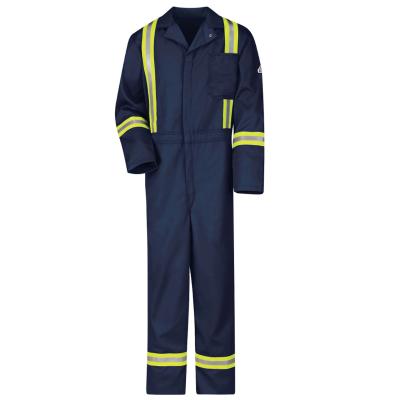 China Custom Workwear Coverall Security FR Zipper Coverall With Trim Reflective Cotton Professional Workwear for sale