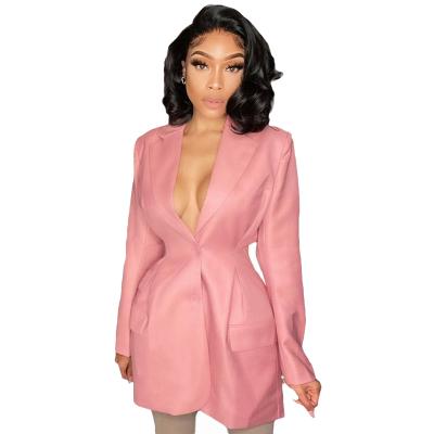 China Foma JZH8083 new fashion autumn winter wear breathable office ladies wear pink blazer suit women fall coat for sale