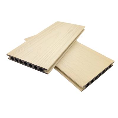 China Outdoor Anti UV Brushed WPC Composite Decking Flooring For Balcony Rice White for sale