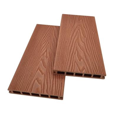 China 3D Embossed Wood Grain WPC Decking Patio Anti-Slip Outdoor Flooring for sale