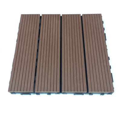 China Outdoor Woodgrain WPC Floor Tiles Decking Plank Click Flooring 300x300mm for sale