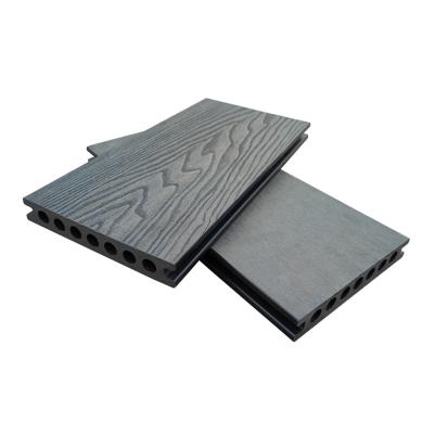 China Capped WPC Teakwood Black Composite Decking Boards 3D Embossed 2 inch thick for sale