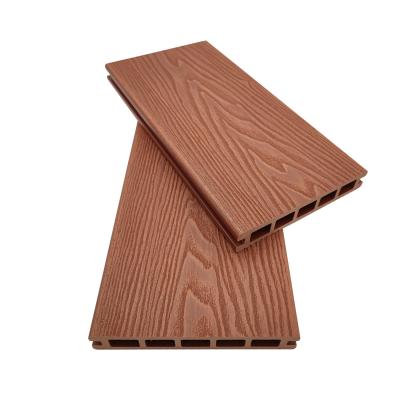 China Garden Non Slip Composite Decking Tiles WPC Walnut Wood Plastic 3D Embossed for sale