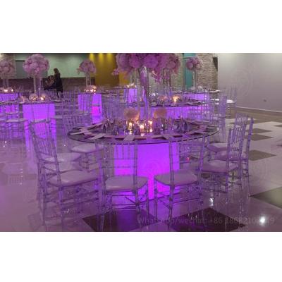 China LED COLOR CHANGE Sets 8 Glass Dining Chairs Rectangle Catering Table for sale