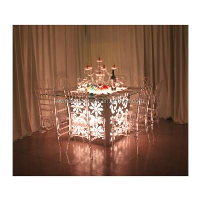 China Collapsible Clear Acrylic Plexiglass Glass Top Round Dining Table for sale