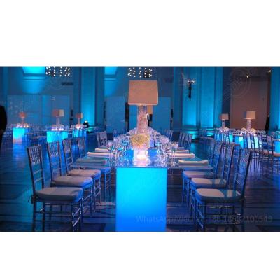 China Led color changing LED hotel dining table, event venue wedding catering buffet table with led light for sale