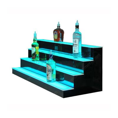 China PE Led Luminous Color Changing Acrylic Liquor Bottle Bar Shelf Display for sale