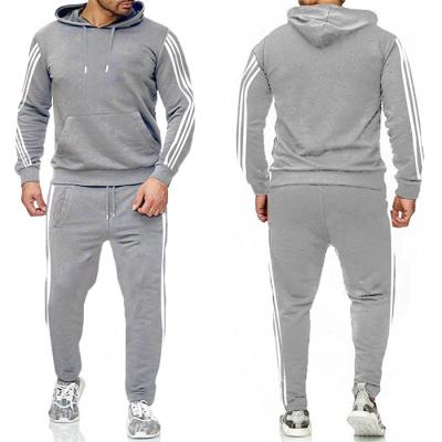 China Breathable OEM Service Customized Fashion Sweatsuit Outfits Striped Retail Side Slim Fit Men Sweatsuit Two Piece Sets for sale