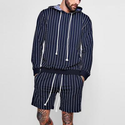 China Antibacterial high quality sportswear pullover hoodie and sweat striped shorts sets men's fashion tracksuits for sale