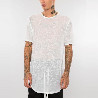 China Pure White Curved Short Tail Men's Curved Short Layering Anti-pilling Tee Big Sleeve Tee Custom T-Shirts Edge T-Shirts for sale